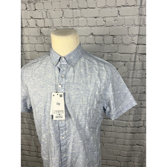 NEW Denim & Flower Mens SZ L Short Sleeve Button Down Shirt Palm Tree Print - Picture 4 of 9